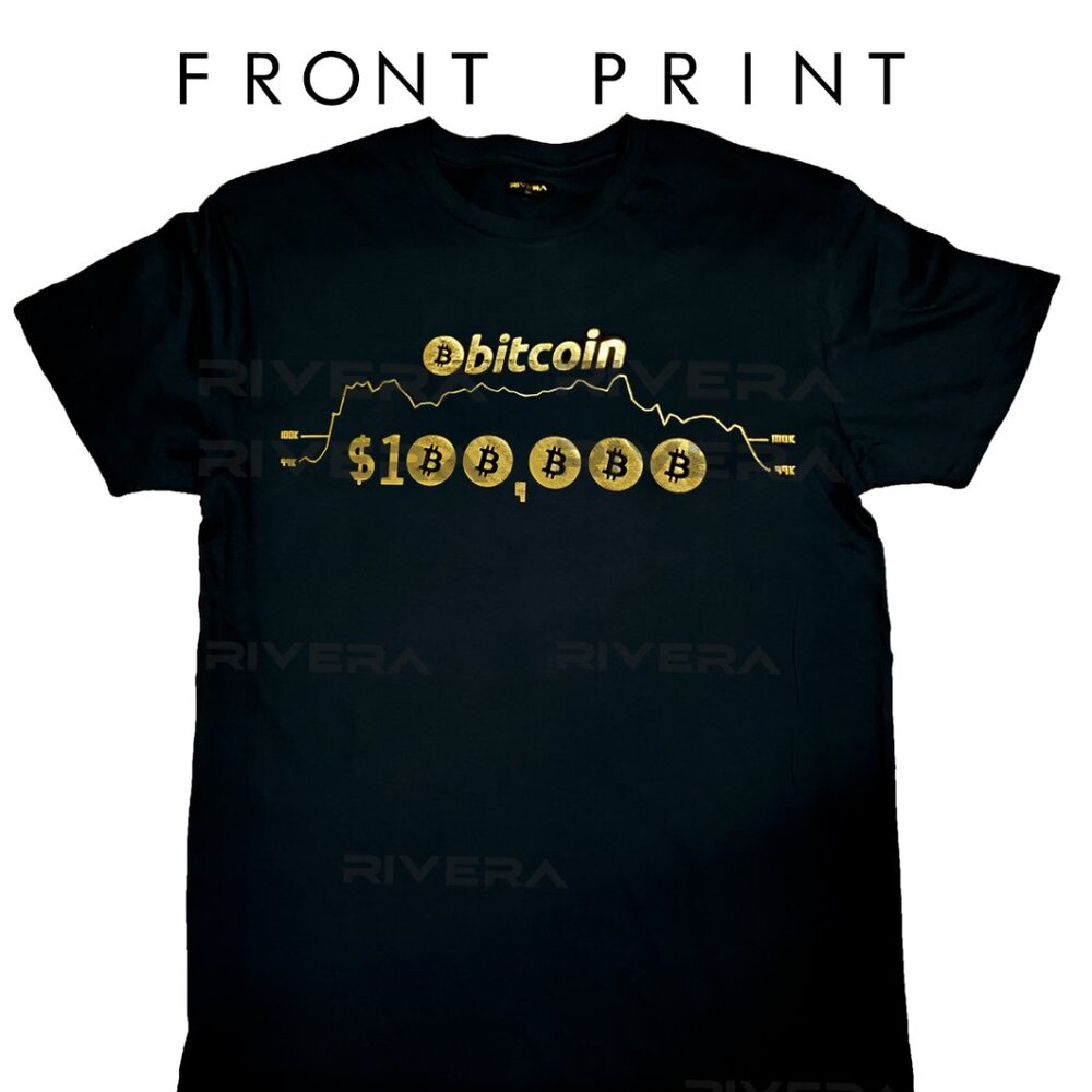 Gold Bitcoin 100K Trader Chart T-Shirt, Historic Crypto Tee Investors BTC 100K